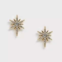 Pieces diamante star stud earrings